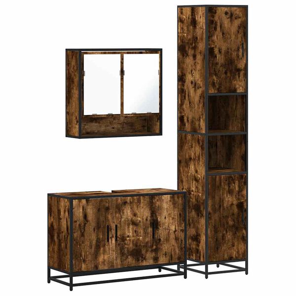 vidaXL 3-daļīgs vannasistabas mēbeļu komplekts, ozolkoka krāsa