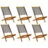 vidaXL Saliekamie krēsli, 6 gab., pelēks masīvkoks, akācija