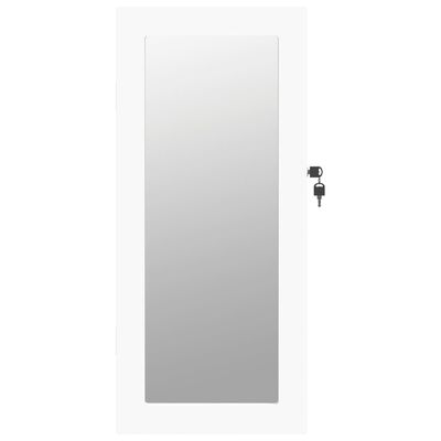 vidaXL sienas rotaslietu skapītis ar spoguli, balts, 30x8,5x67 cm