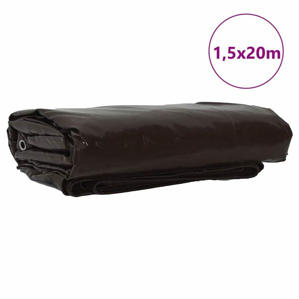 vidaXL Tarps 650g / m&sup2; Brūna 1,5 x 20 m Audekls ar PVC pārklājumu