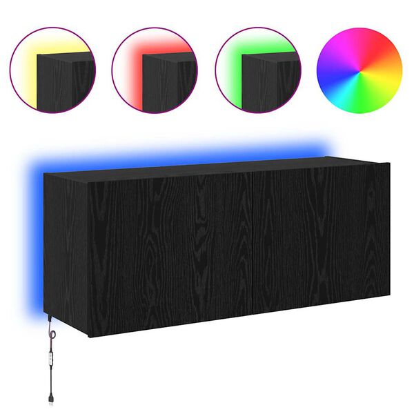 vidaXL TV sienas skapītis Melns ozolkoks 100 x 35 x 41 cm