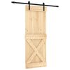 vidaXL Slīdo&scaron;ās durvis Dabiska un melna 80 x 210 cm Cieta priedes koks