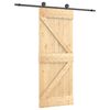 vidaXL Slīdo&scaron;ās durvis Dabiska un melna 85 x 210 cm Cieta priedes koks