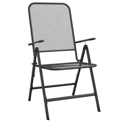 vidaXL saliekami dārza krēsli, 2 gab., metāla siets, antracītpelēki