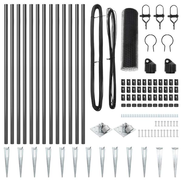 vidaXL Žoga āķis Pelēka 25 x 0,4 m (13 mm acs) Tērauds un PVC