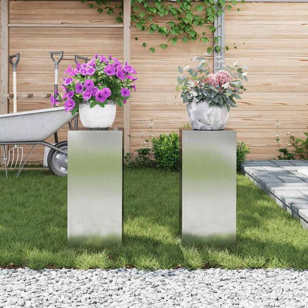 vidaXL Augu statīvs 2 pcs Sudraba 24 x 24 x 55 cm Cinkots tērauds