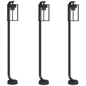 vidaXL āra zemes lampas, 3 gb., melnas, 100 cm, nerūsējo&scaron;s tērauds
