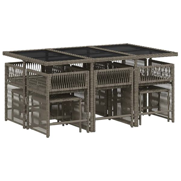 vidaXL 11-daļīgs dārza mēbeļu komplekts ar matračiem, PE rotangpalma