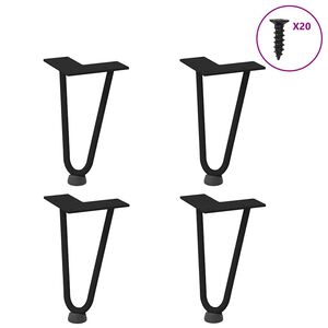 vidaXL kafijas galdiņa matadatas kājas, 4 gab., melnas, 20 cm, masīvs tērauds