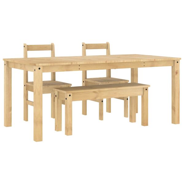 vidaXL 4-daļīgs pusdienu mēbeļu komplekts Panama, priedes koks