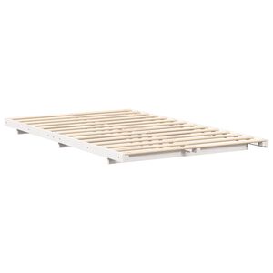 vidaXL Grīdas gultas rāmis Balts 120 x 200 cm Priedes masīvkoks