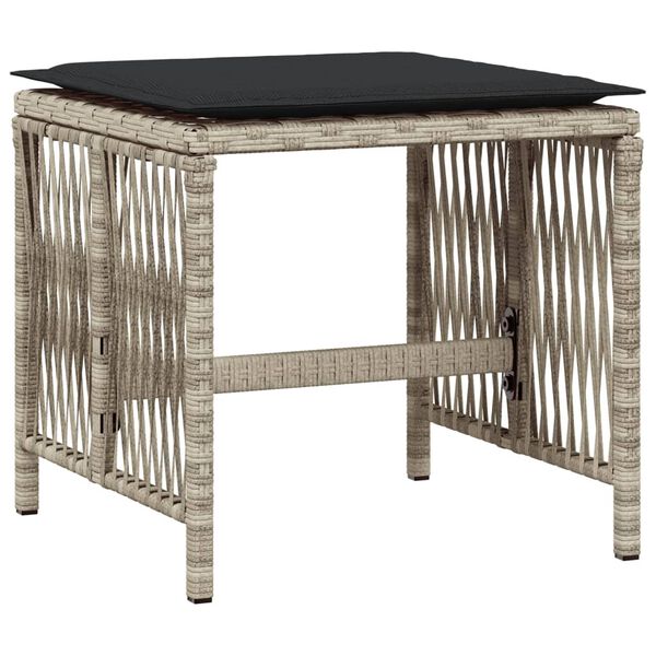 vidaXL 11-daļīgs dārza mēbeļu komplekts ar matračiem, gai&scaron;i pelēka PE