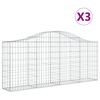 vidaXL arkveida gabiona grozi, 3 gb., 200x30x80/100cm, cinkota dzelzs