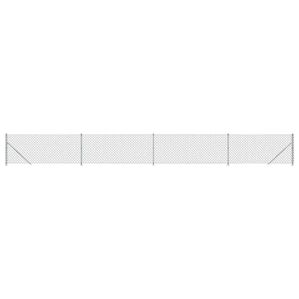 vidaXL stiepļu žogs ar atloku, 0,8x10 m, sudrabains