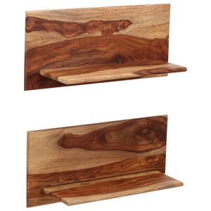 vidaXL sienas plaukti, 2 gab., 58x26x20 cm, masīvs rožkoks