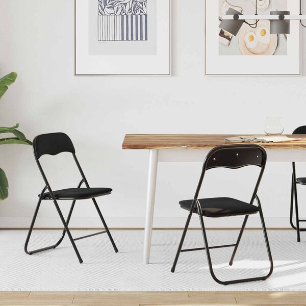 vidaXL Saliekamā krēsls 2 pcs Melns 48 x 44 x 78 cm Samts