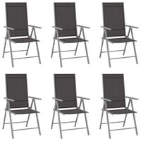 vidaXL saliekami dārza krēsli, 6 gab., tekstilēns, melni