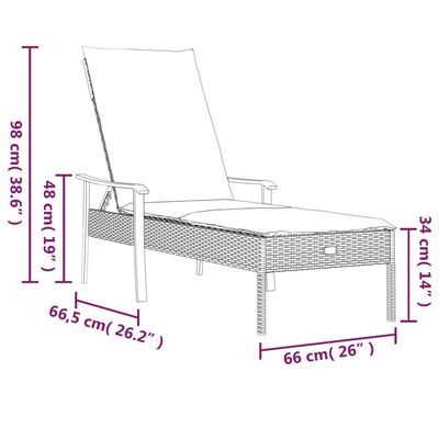 vidaXL sauļošanās krēsls ar matraci, PE rotangpalma, pelēks