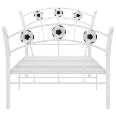 vidaXL gultas rāmis, futbola dizains, balts metāls, 90x200 cm