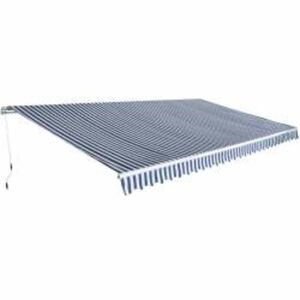 vidaXL salokāma markīze, manuāli regulējama, 600 cm, zila/balta