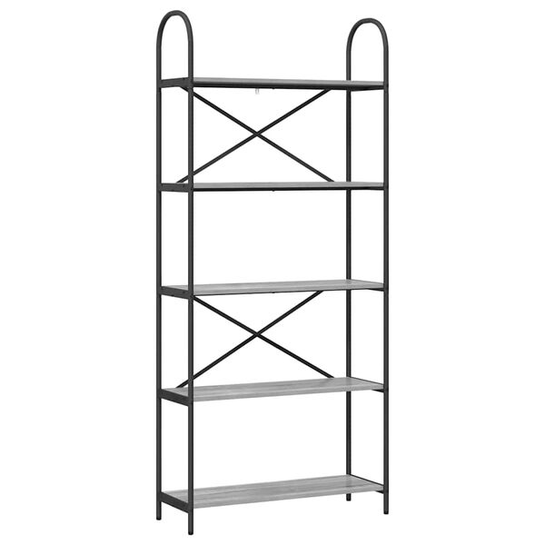 vidaXL Grāmatu plaukts Pelēks Sonoma 80 x 30 x 183 cm