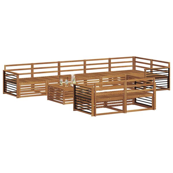 vidaXL Āra dīvānu komplekts 9 pcs Dabiska