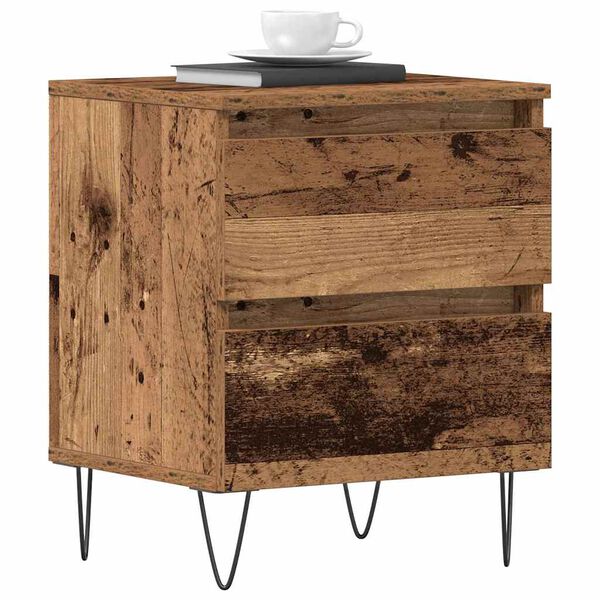 vidaXL Nakts skapītis ar atvilktni 2 pcs Vecs koks 40 x 35 x 50 cm