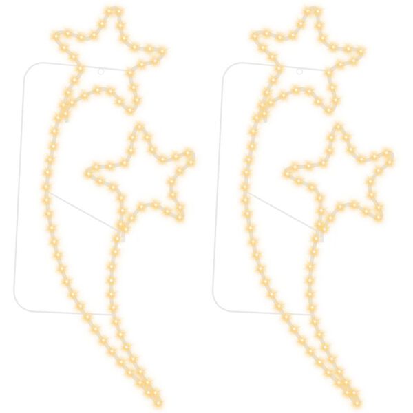 vidaXL LED lampiņu virtenes, 2 gab., zvaigznes forma, silti baltas