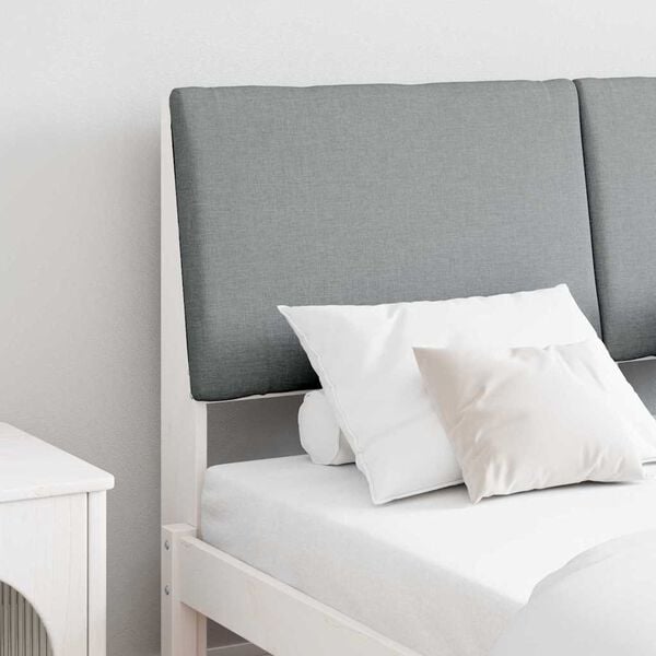 vidaXL Mīkstināts gultas galvgalis Gai&scaron;i pelēks 140 cm