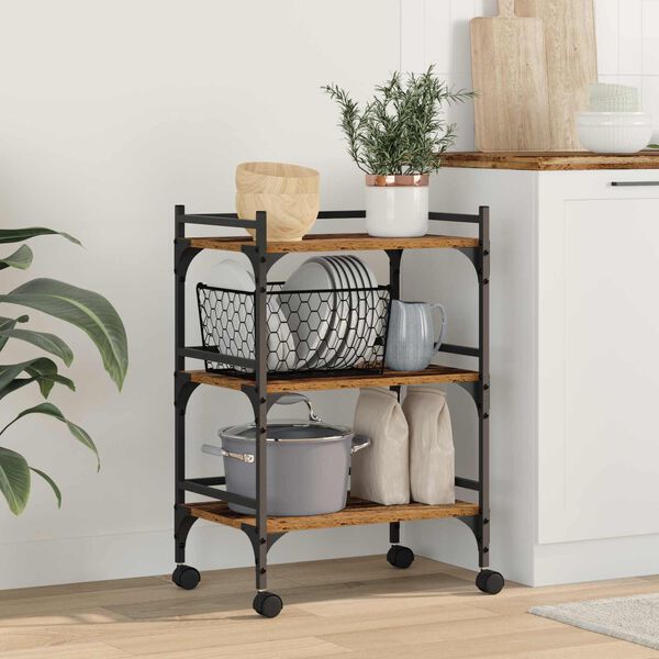 vidaXL Virtuves ratiņ&scaron; Vecs koks 50 x 35 x 75.5 cm Inženierijas koks