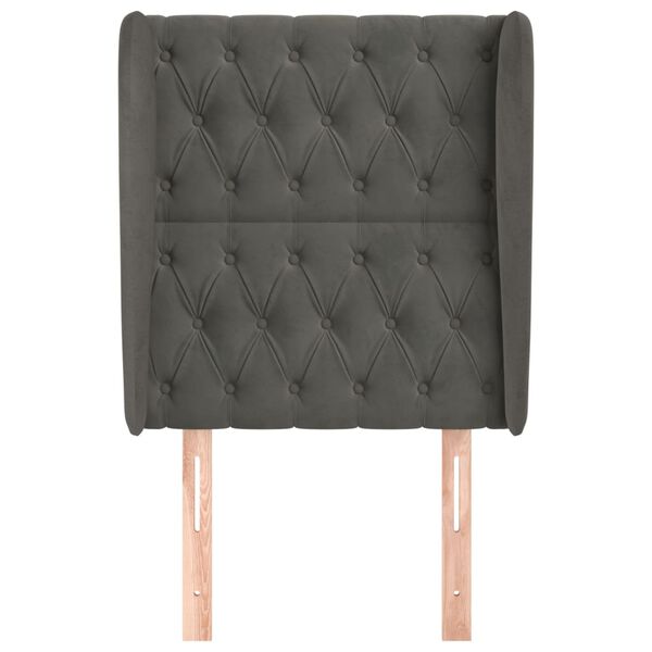 vidaXL galvgalis ar malām, 83x23x118/128 cm, tumši pelēks samts