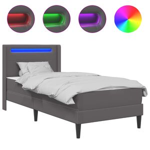 vidaXL Gultas rāmis ar matraci Pelēka 80 x 200 cm Mākslīgā āda