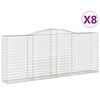 vidaXL arkveida gabiona grozi, 8 gb., 400x50x160/180cm, cinkota dzelzs