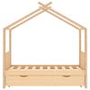 vidaXL bērnu gultas rāmis ar atvilktni, priedes masīvkoks, 80x160 cm