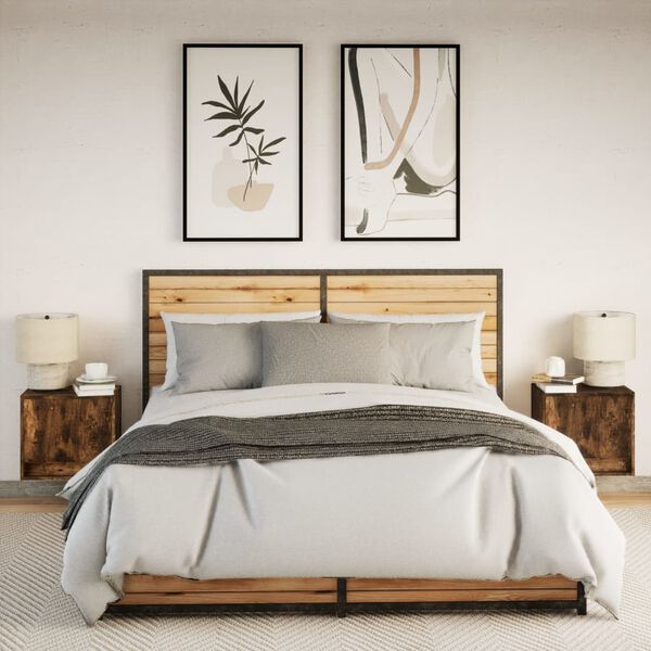 vidaXL sienas naktsskapī&scaron;i ar LED apgaismojumu, 2 gab., ozola krāsa