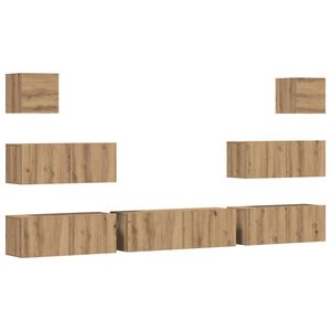 vidaXL 7daļu TV skapja komplekts Pie sienas stiprināms amatnieka ozola