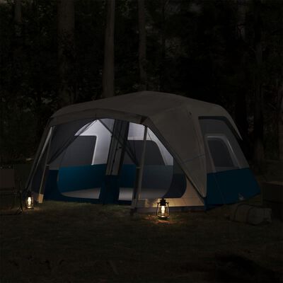 vidaXL kempinga telts ar LED, 10 personām, gaiši zila
