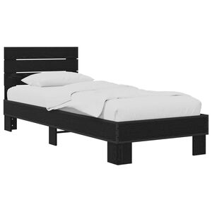 vidaXL Gultas rāmis ar atzveltni Melns ozols 80 x 200 cm