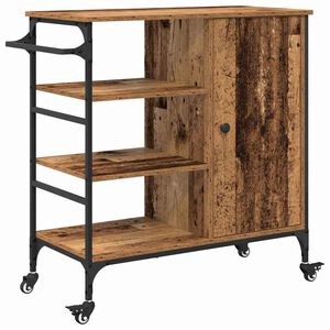 vidaXL Virtuves ratiņ&scaron; Vecs koks 87.5 x 39 x 84.5 cm Inženierijas koks