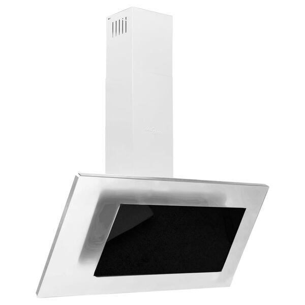 vidaXL tvaika nosūcējs, 90 cm, tērauds, rūdīts stikls, sudraba krāsa