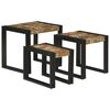 vidaXL Nesting galds 3 gab. Brūns un melns 50 x 40 x 45 cm