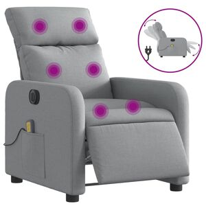 vidaXL elektrisks masāžas krēsls, atgāžams, gai&scaron;i pelēks audums