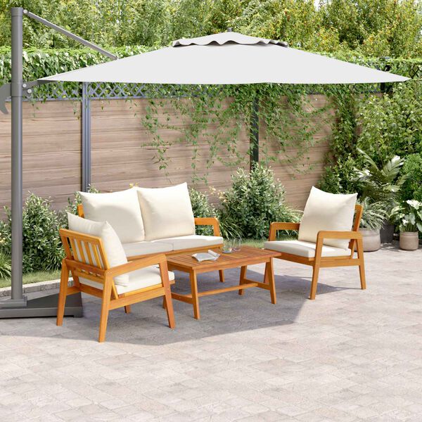 vidaXL Bistro komplekts 4 pcs Brūns un Krēma Cietā akācijas koks