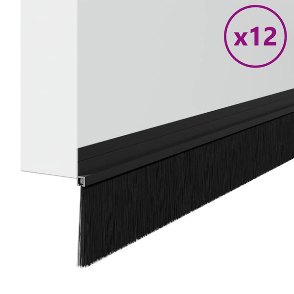 vidaXL Pa&scaron;līpojo&scaron;as durvju birstes 12 pcs Melna 100 cm