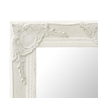 vidaXL baroka stila sienas spogulis, 50x40 cm, balts