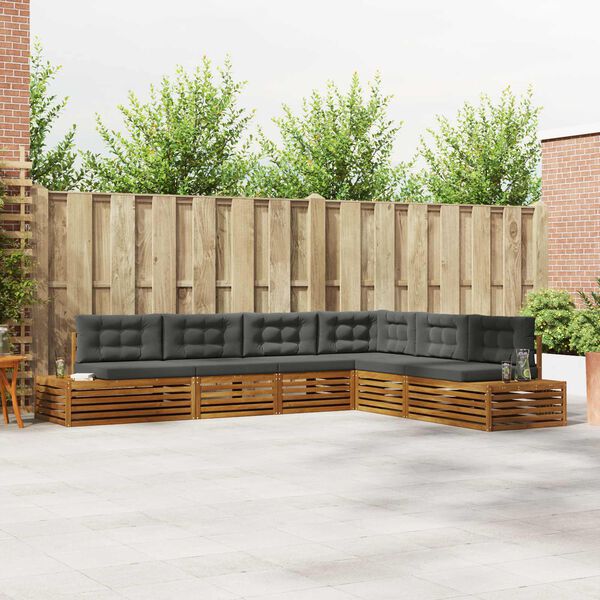 vidaXL Āra dīvānu komplekts ar spilvenu 6 Gabals Dabisks un antracīts