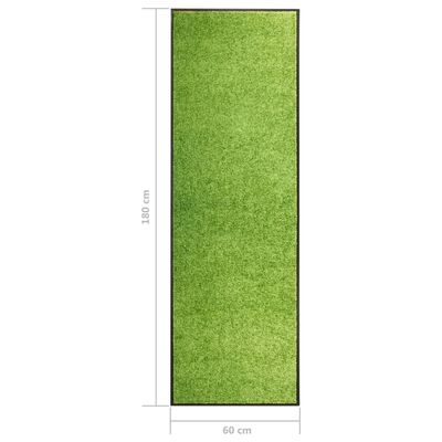 vidaXL durvju paklājs, mazgājams, zaļš, 60x180 cm