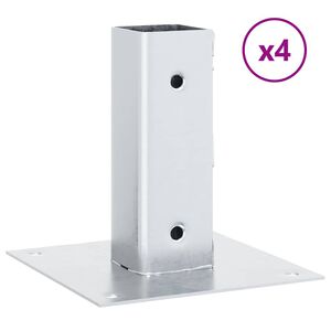 vidaXL Statu pamatnes Kvadrāts 4 gab Sudrabs 46x46 mm Cinkots Tērauds