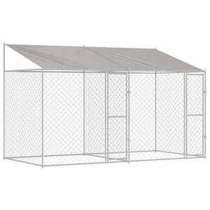 vidaXL Suņu būda ar jumtu Sudraba 400 x 200 x 256 cm Tērauds un PE
