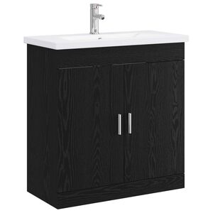 vidaXL Vannas istabas mēbeļu komplekts Melns ozols 81 x 40 x 84,5 cm